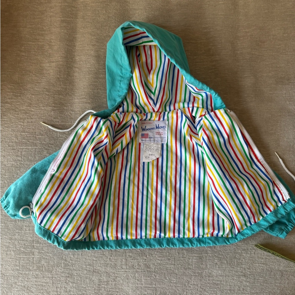 Vintage 80s Winning Moves Baby Toddler Hooded Jacket 18M Sailboat Appliqué Retro - Picture 8 of 9